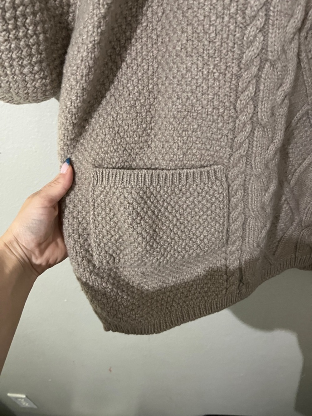 Blarney 100% Merino Wool Aran Cable Knit Short Sleeve Sweater/Cardigan - Picture 5 of 11